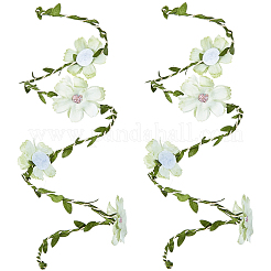 Bracelets manchettes en polyester fleuri avec fil de fer pour femmes&nbsp;AJEW-GF0014-08B