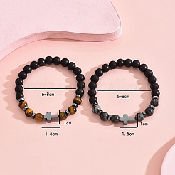 2 Stück 2-teiliges Stretch-Armband-Set mit natürlichen gemischten Perlen&nbsp;BP5722