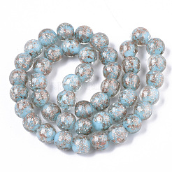 Chapelets de perles vernissées de sable d'or manuels&nbsp;LAMP-T007-06G