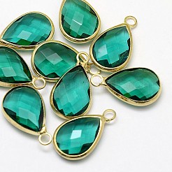 Goldfarbene Messingglas-Tropfenanhänger&nbsp;GLAA-J017A-G