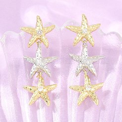 Boucles d'oreilles avec pendentif en laiton avec zircone cubique de micro pave&nbsp;EJEW-G471-29B-GP