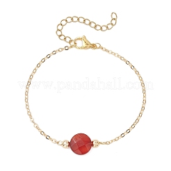 Bracelets à maillons plats et ronds en agate rouge naturelle&nbsp;BJEW-JB12083-01