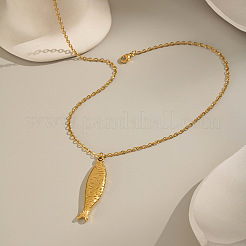 Colliers européens avec pendentif poisson océanique en acier inoxydable 304 pour femmes&nbsp;JS5120