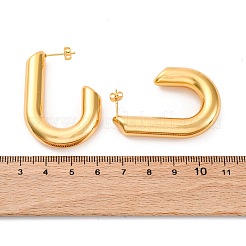 Pendientes de botón de acero inoxidable 304 en forma de J para mujer&nbsp;EJEW-A125-02G