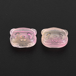 Perle di vetro verniciato a spruzzo trasparente bicolore&nbsp;GLAA-T022-03-C06