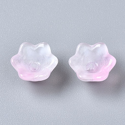Perles de verre transparentes peintes à la bombe à deux tons&nbsp;GLAA-Q089-002B-008