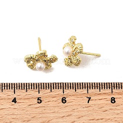 Seestern-Ohrstecker aus Messing mit Mikropavé und klaren Zirkonia&nbsp;EJEW-L305-03G