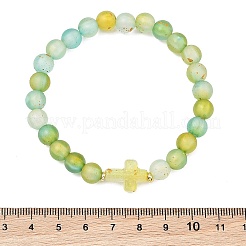 Pulseras elásticas de cuentas acrílicas esmeriladas para mujeres y hombres.&nbsp;BJEW-JB13591