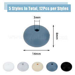 60 stücke 5 farben lebensmittelqualität umweltfreundliche silikonperlen&nbsp;SIL-DC0001-37