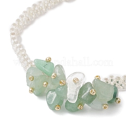 Braccialetti di perline di vetro fatte a mano e scaglie di avventurina verde naturale per le donne&nbsp;BJEW-MZ00225-02