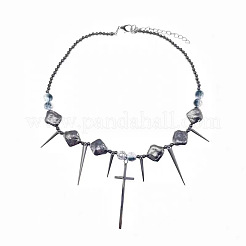 Choker-Halskette aus Edelstahl 201 mit CCB-Kunststoff-Kreuzanhänger und Stacheln für Herren&nbsp;FS-WG8A346-01