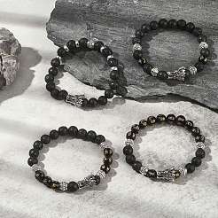 4 Stück 4-Stil Om Mani Padme Hum Mala Perlenarmbänder Set&nbsp;BJEW-JB09375