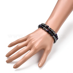 Set di bracciali elasticizzati con perline naturali occhio di tigre (tinte).&nbsp;BJEW-JB06653-04