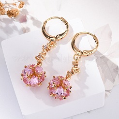 Orecchini a leva in argento con zirconi cubici a micro pavé di ottone&nbsp;EJEW-K300-57G