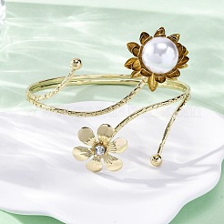 Bracelets manchettes en alliage de lotus pour filles et femmes&nbsp;AJEW-A063-01J-G