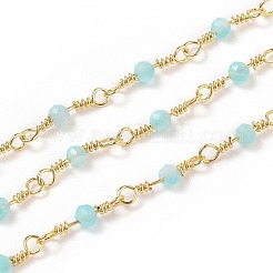 Chaînes perlées en amazonite naturelle manuelles&nbsp;CHC-K008-A04
