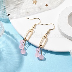 Boucles d'oreilles imitation jade verre pendentif&nbsp;EJEW-JE05924-01