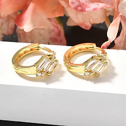 Orecchini a cerchio in ottone con zirconi cubici chiari micro pavè&nbsp;EJEW-C126-12G