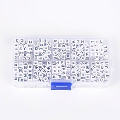 1 Box Acryl Buchstabenperlen mit horizontalem Loch&nbsp;SACR-X0011-B