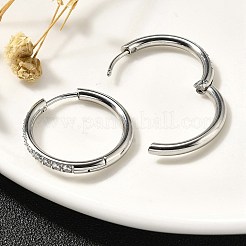 Pendientes de aro de acero inoxidable 304 con micropavé de circonitas cúbicas transparentes&nbsp;EJEW-C096-01H-P01