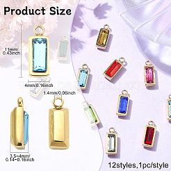 12 Stück 12 Farben echte 14 Karat vergoldete 304 Edelstahl-Charms&nbsp;STAS-CJ0002-57