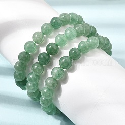 Braccialetti elasticizzati da donna con perline rotonde di quarzo verde fragola naturale&nbsp;GG-CBA3F02-01