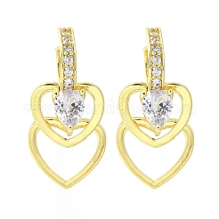 Orecchini a cerchio in ottone chiaro con zirconi cubici&nbsp;EJEW-M047-12G