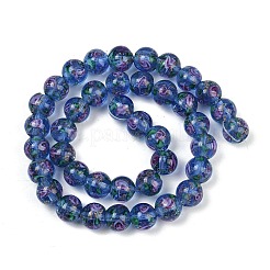 Fili di perline di lampwork di sabbia dorata fatte a mano&nbsp;LAMP-B028-03I-10mm