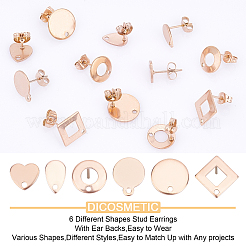 24 pieza de 6 estilos de accesorios para aretes de acero inoxidable 304 con revestimiento iónico (IP)&nbsp;STAS-DC0001-25