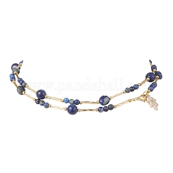 Lariat-Halsketten aus natürlichem Lapislazuli (rund und in Nuggetsform)&nbsp;NJEW-JN05727