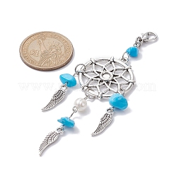 Toile/filet tissé avec décorations de pendentifs en alliage d'ailes&nbsp;HJEW-JM01362