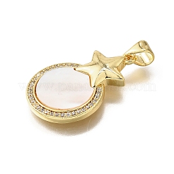Colgantes de concha de circonita cúbica con micro pavé de latón&nbsp;KK-D328-13G