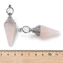 Pendentifs coniques à facettes en quartz rose naturel de grande taille&nbsp;G-P552-04P-01