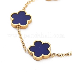 Pulseras de cadena de eslabones de resina de flores&nbsp;BJEW-K247-01G-04
