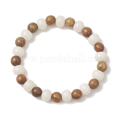 Braccialetti elasticizzati da donna in radice di bodhi naturale e perline di legno&nbsp;BJEW-TA00734