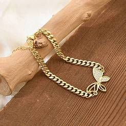 Braccialetti in ottone con micro pavé di zirconi trasparenti&nbsp;BJEW-Z082-02G