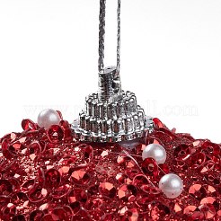 Boule de noel mousse & plastique imitation perle pendentif décoration&nbsp;FIND-G056-01B