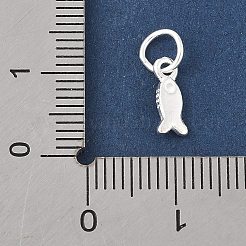 925 Sterling Silber Fisch Charms mit Biegeringen und 925 Stempel&nbsp;STER-R013-03S