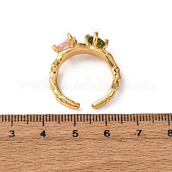 Manschettenringe aus Messing mit Mikropavé-Zirkonia für Damen&nbsp;RJEW-F191-01G-01