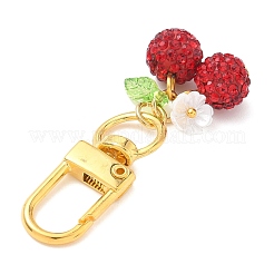 Décorations pendentif cerise en argile polymère et strass&nbsp;HJEW-JM03269-01