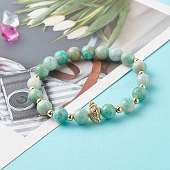 Pulseras del estiramiento amazonite naturales&nbsp;BJEW-PH02048