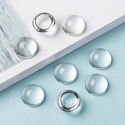 Mezzo trasparente cabochons di vetro rotondo&nbsp;X-GGLA-R027-16mm