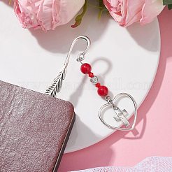 Marcadores con colgante de corazón de aleación del día de San Valentín&nbsp;AJEW-JK00270-05