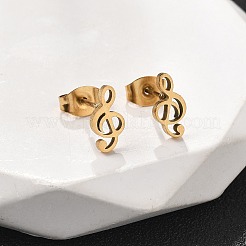 Halsketten mit Anhänger und Ohrsteckern aus Edelstahl mit Musiknote 201 für Damen&nbsp;SJEW-Q025-03G