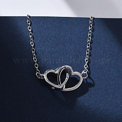 Collane con ciondolo a forma di cuore intrecciato in ottone micro pavé di zirconi cubici trasparenti per donna&nbsp;NJEW-M103-01P