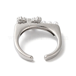 Offene Manschettenringe aus Messing mit Zirkonia und Schleife für Damen&nbsp;RJEW-S407-05P