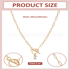 1 pz 304 catena in acciaio inossidabile e collana con ciondolo a forma di lettera in micro pavé di zirconi cubici in ottone&nbsp;NJEW-LP0001-36Z-G