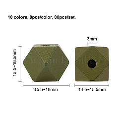Perles en bois naturel peintes&nbsp;WOOD-FH0001-09