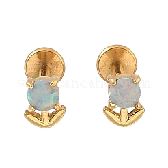 Pendientes de ópalo sintético de acero inoxidable 304&nbsp;EJEW-B143-01G-03