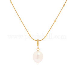 Collier minimaliste en acier inoxydable 304 avec pendentif en forme de pomme de terre et perle d'eau douce naturelle pour femme&nbsp;GH5712
